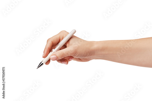 a woman's hand holding a pen