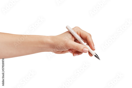 a woman's hand holding a pen