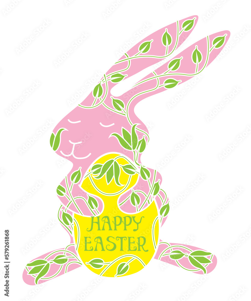 Naklejka premium Vector illustration of Easter Bunny holding an Easter egg