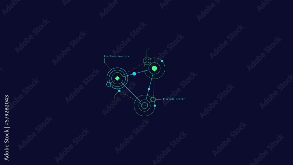 Looped animation of circles connected by lines HUD element. Looped animation of circles connected by lines HUD element.