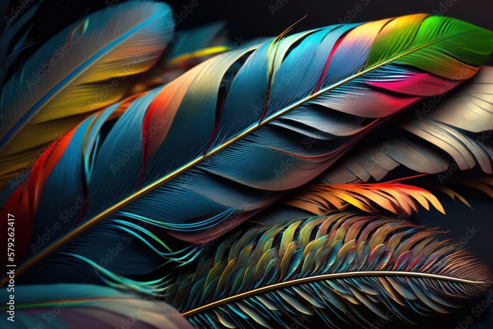 Fototapeta premium Feathers Colorful Background Generative AI