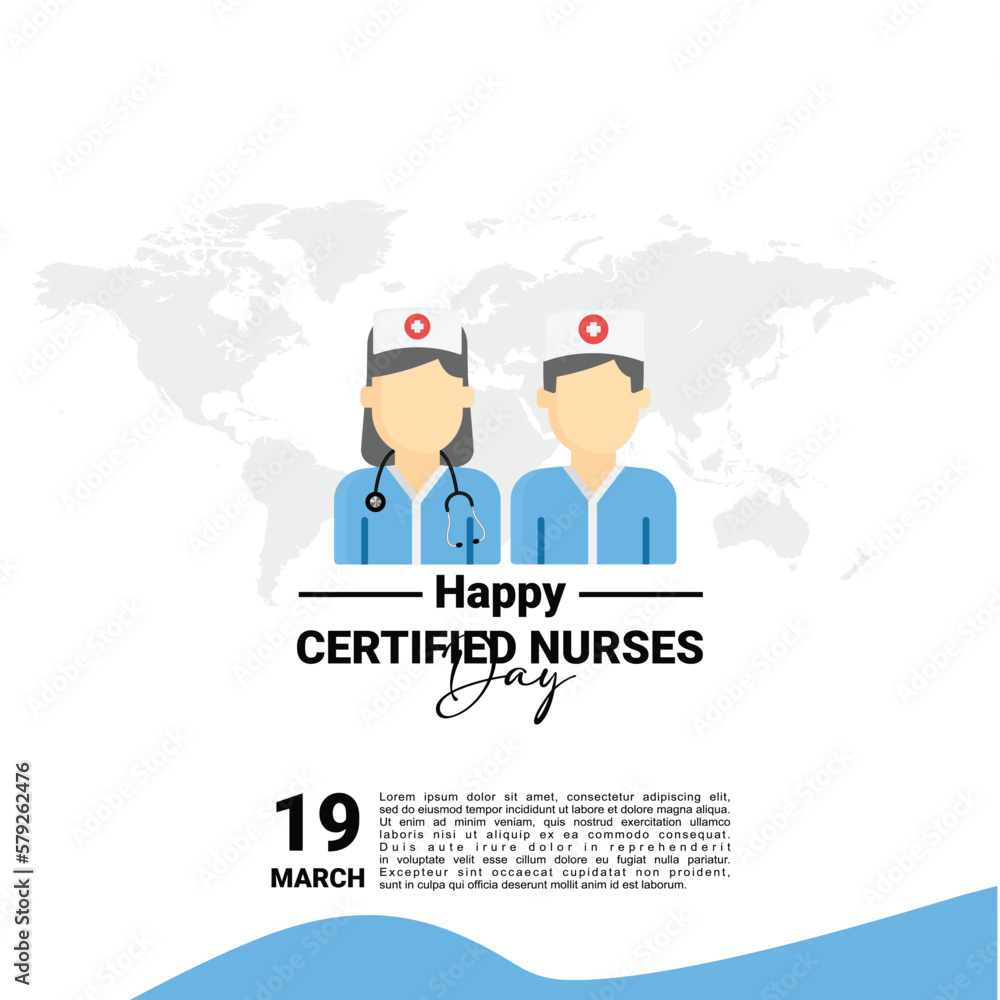 Certified Nurses Day vector illustration. Male and female nurses in blue uniform drawing. Man and woman nurses icon set vector. Every March 19. Important day Certified Nurses Day vector illustration. Male and female nurses in blue uniform drawing. Man and woman nurses icon set vector. Every March 19. Important day