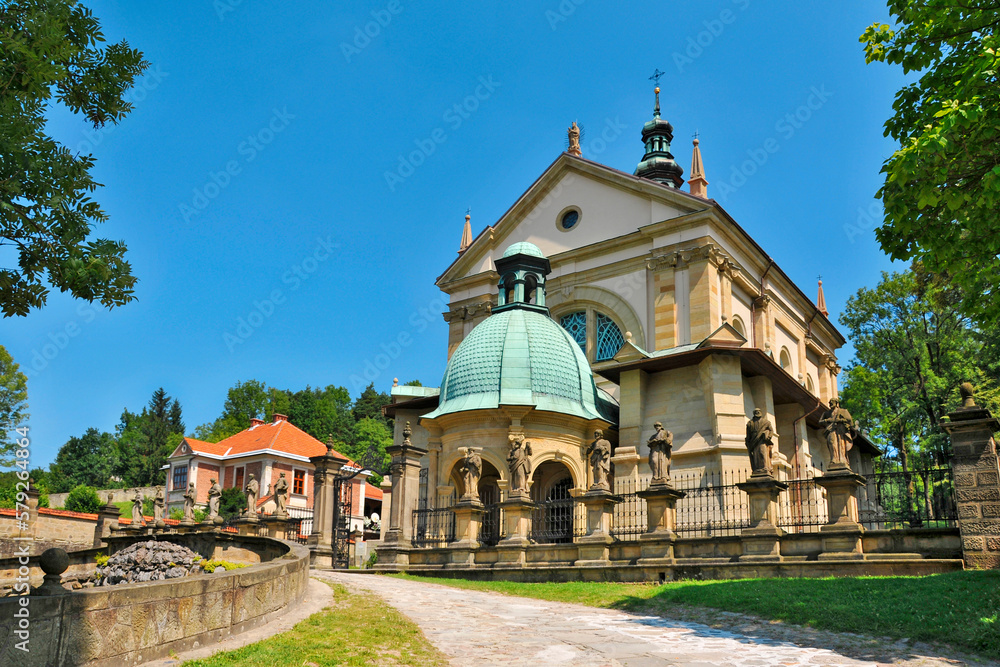 Baroque church of the Assumption of the Virgin Mary, called Grobek, in Lesser Poland voivodeship, Poland.