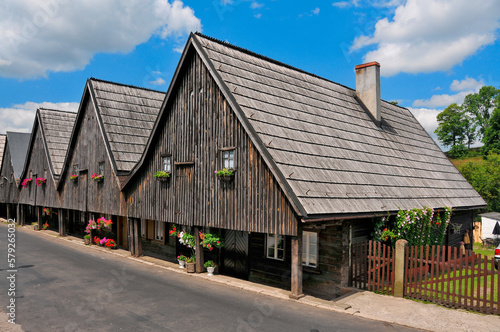 Twelve Apostles - houses weavers in village Chelmno Slaskie, Lower Silesian voivodeship, Poland.