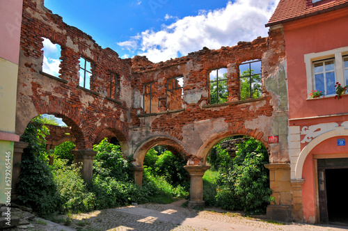 Fragment of the old town in village Chelmno Slaskie  Lower Silesian voivodeship  Poland.