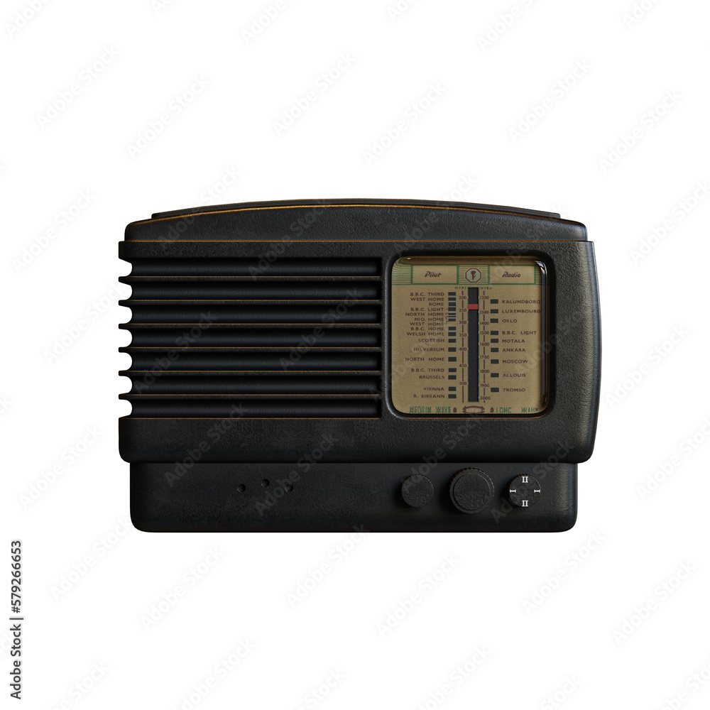 Fototapeta premium Retro & Vintage Radio 3D Renders - Front View