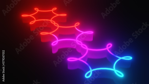 neon cycloid  3d rendering, abstract background of colorful neon wavy line glowing in the dark. Modern simple wallpaper photo