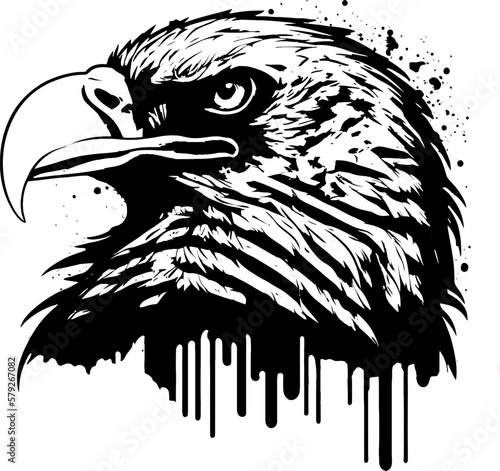 American Spirit Eagle and Flag Graphic T-shirt, Dipping eagle vector illustration, Black and White