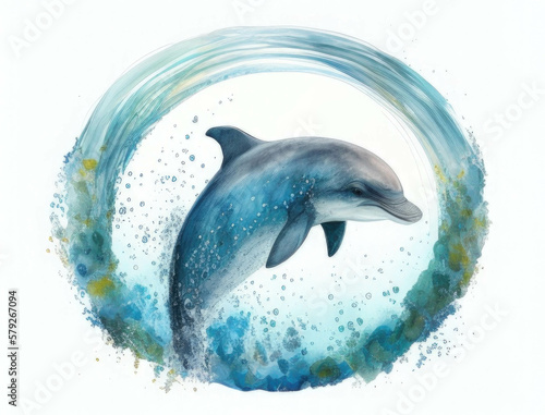 Photography A beaming dolphin swimming in circles near the shoreline