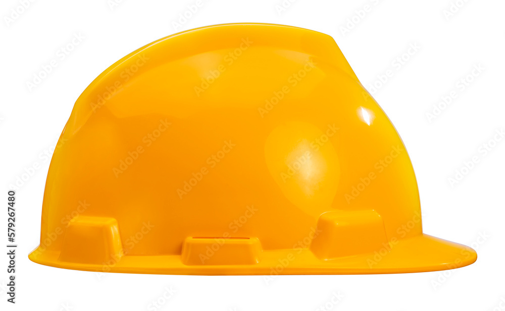 Fototapeta premium Yellow safety helmet or hard cap isolated white background Png File.