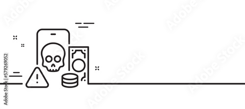 Phishing line icon. Money scam crime sign. Online fraud or thief symbol. Minimal line illustration background. Phishing line icon pattern banner. White web template concept. Vector