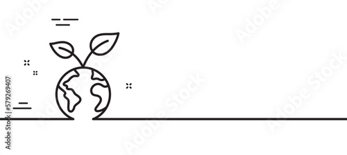 Save planet line icon. Green earth sign. Eco environment symbol. Minimal line illustration background. Save planet line icon pattern banner. White web template concept. Vector