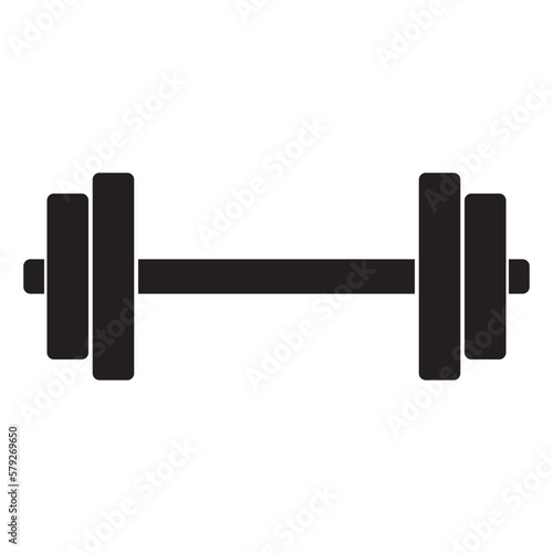 Dumbbell for gym icon, trendy style simple flat black color vector dumble illustration graphic object, clip art. Healthy and strong body idea design isolated on white background