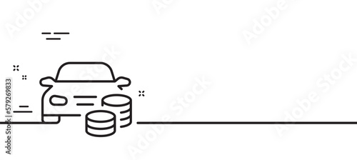 Buy car line icon. Rent transport sign. Vehicle down payment symbol. Minimal line illustration background. Buy car line icon pattern banner. White web template concept. Vector