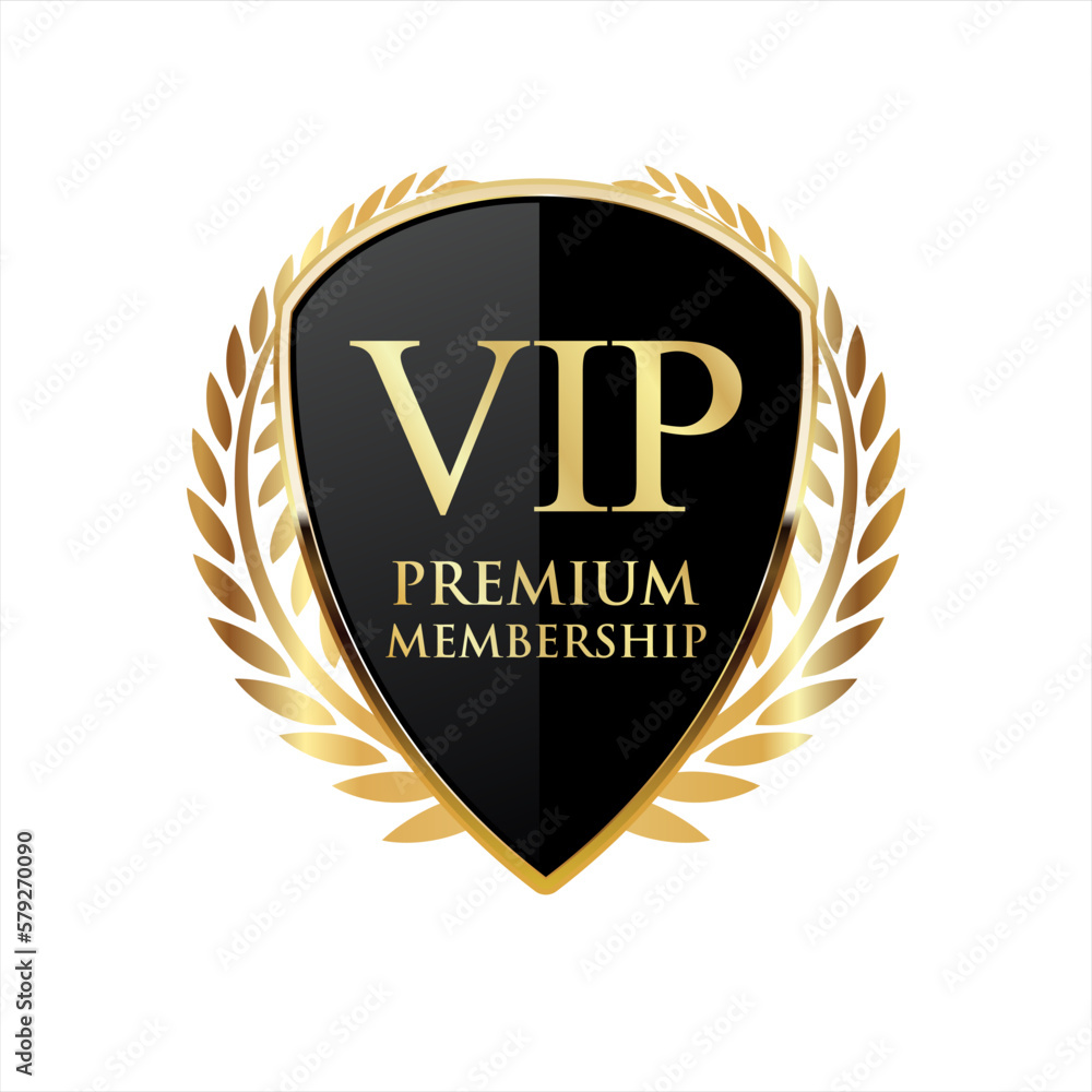 Naklejka premium Golden badge VIP golden member retro design