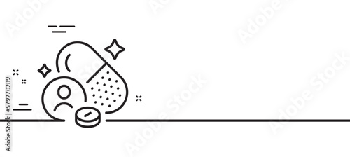 Vitamin line icon. Medicine pill sign. Medical capsule symbol. Minimal line illustration background. Vitamin line icon pattern banner. White web template concept. Vector