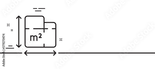 Floor plan line icon. Room dimension sign. House area measurement symbol. Minimal line illustration background. Floor plan line icon pattern banner. White web template concept. Vector