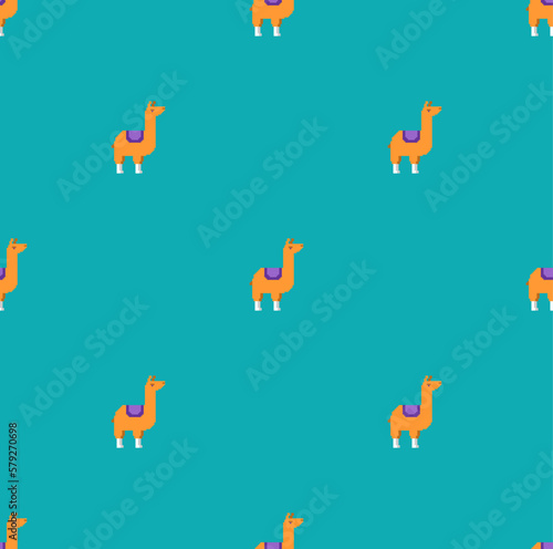 llama alpaca pixel art pattern seamless 8 bit background
