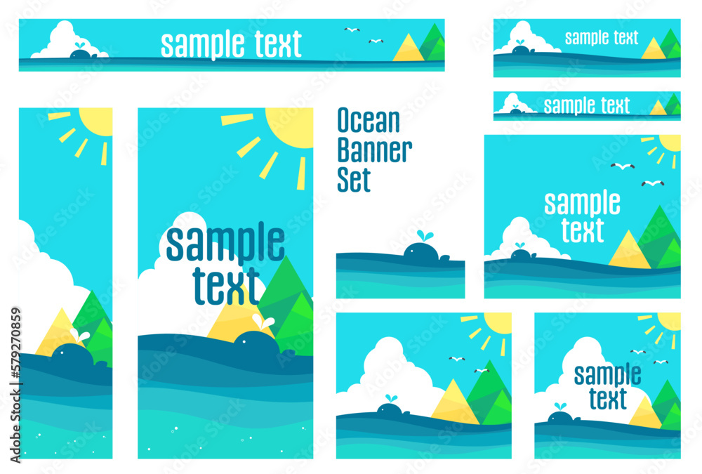 Naklejka premium バナーセット_海とくじら