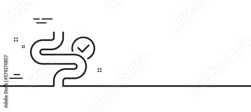Digestion line icon. Healthy intestine bowel sign. Intestines colonoscopy symbol. Minimal line illustration background. Digestion line icon pattern banner. White web template concept. Vector