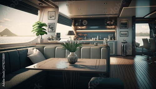 Yacht with Modern Interior Design featuring Bar and Cafe