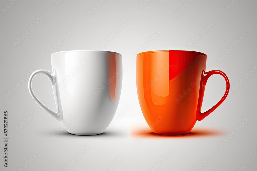There are two bright cups on a white background. Generative AI There are two bright cups on a white background. Generative AI