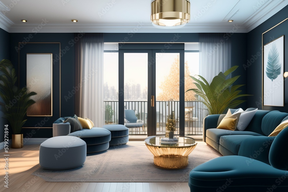 Fototapeta premium modern living room ai generative