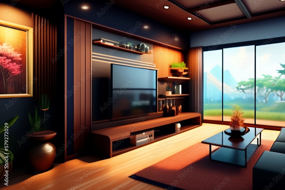living room with fireplace ai generative living room with fireplace ai generative