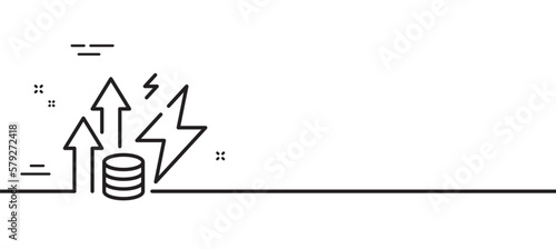Energy inflation line icon. Electric power up trend sign. Consumption growth symbol. Minimal line illustration background. Energy inflation line icon pattern banner. White web template concept. Vector
