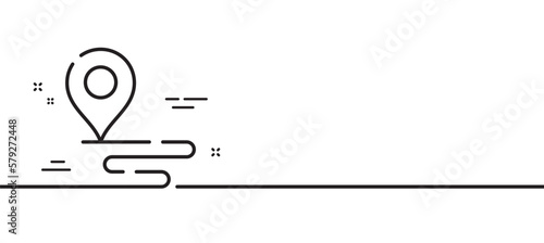 Place line icon. Map pin sign. Gps route marker symbol. Minimal line illustration background. Place line icon pattern banner. White web template concept. Vector