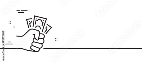 Fraud icon. Money bribe crime sign. Cash scam symbol. Minimal line illustration background. Fraud line icon pattern banner. White web template concept. Vector