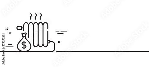 Radiator line icon. Heat convector sign. Temperature heater symbol. Minimal line illustration background. Radiator line icon pattern banner. White web template concept. Vector