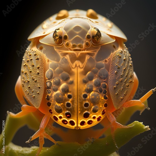 Golden Armor A Close-up Look at the Intricate Details of a Tortoise Beetle Ai Generated photo