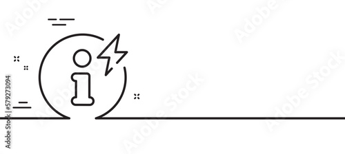 Power info line icon. Electric energy information sign. Charge inform symbol. Minimal line illustration background. Power info line icon pattern banner. White web template concept. Vector