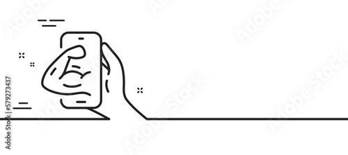 Fitness line icon. Online exercise sign. Live coach symbol. Minimal line illustration background. Fitness line icon pattern banner. White web template concept. Vector