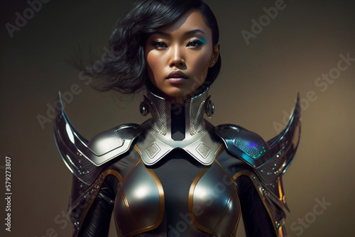 portrait of a beautiful futuristic Asian woman / warrior