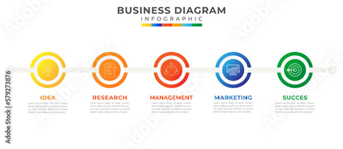 5 Steps Modern Timeline diagram with symbol icon, presentation vector infographic. Infographic template for business. 