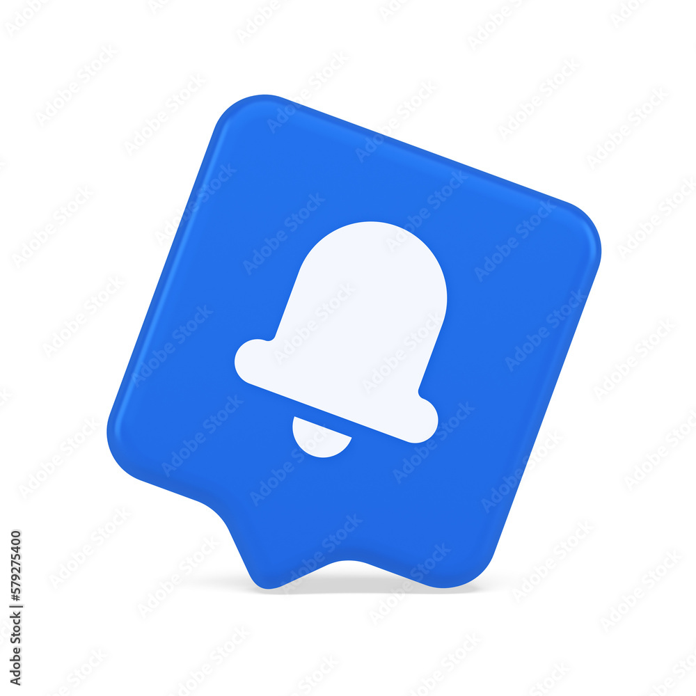 Handbell ring sound notification button incoming message call notification 3d realistic speech bubble icon