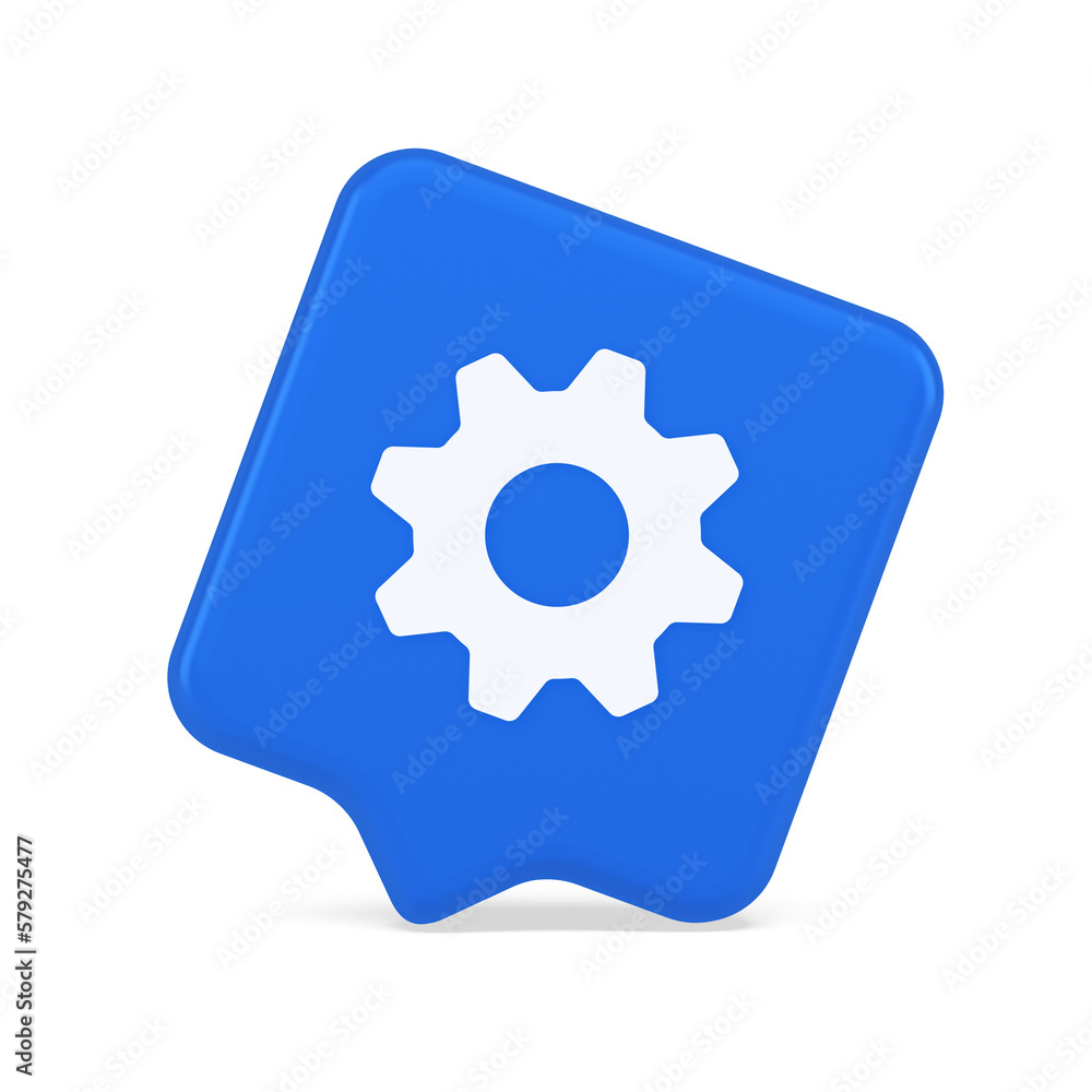 Cog gear button web technology setting repair business interface 3d realistic speech bubble icon Cog gear button web technology setting repair business interface 3d realistic speech bubble icon