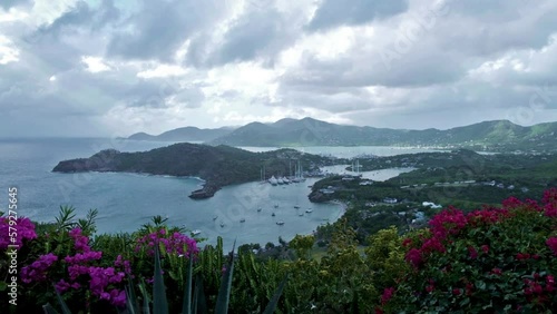 English Harbour as seen from Shirley Heights in Antigua Caribbean photo