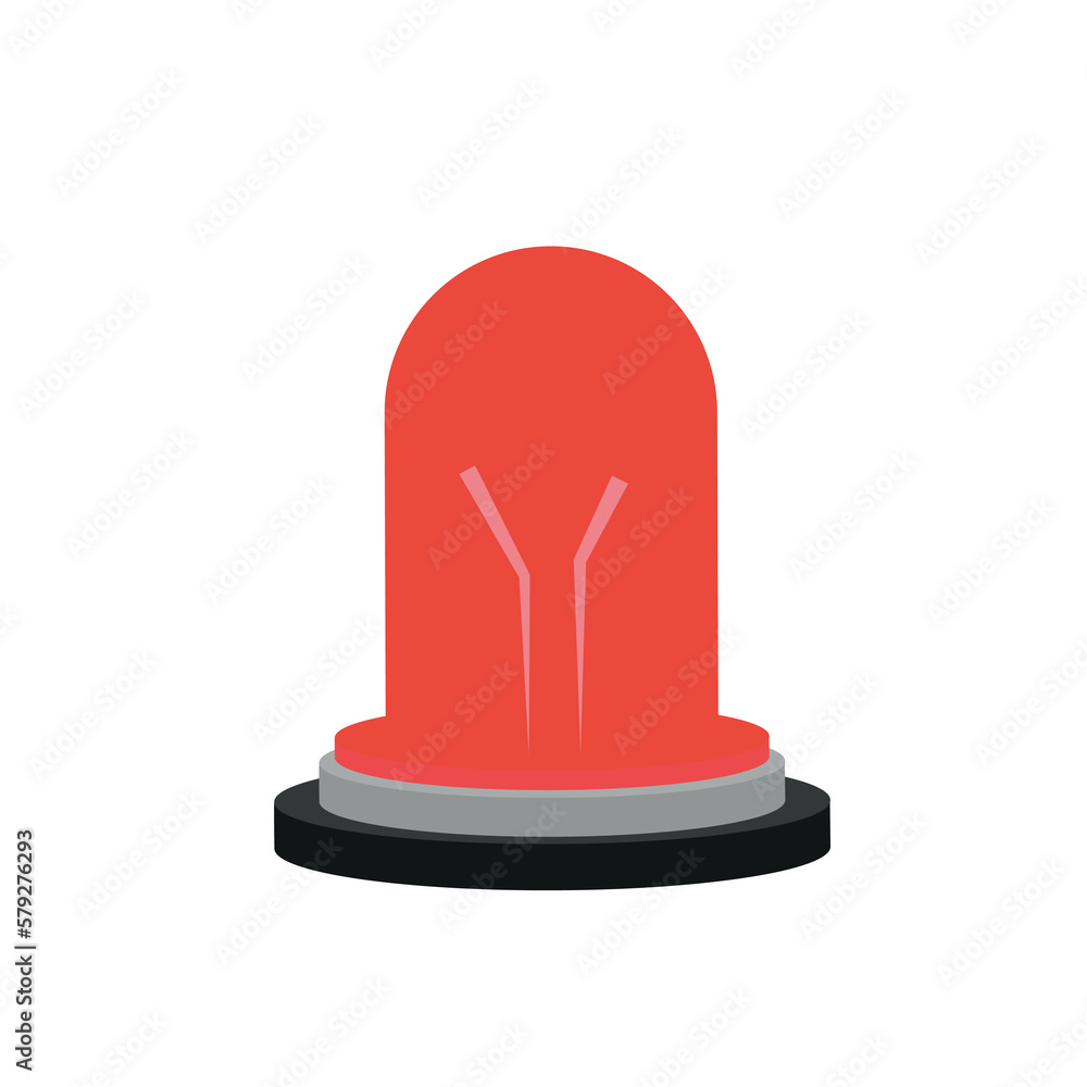 Red flasher icon in flat color style. Emergency fire alarm system Red flasher icon in flat color style. Emergency fire alarm system