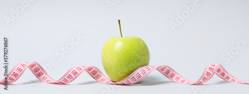 Diet and weight loss, healthy lifestyle, composition with measuring tape