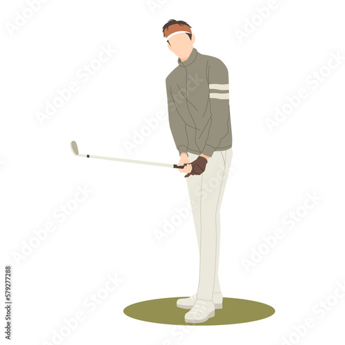 professional Golf player practicing taking a swing isolated illustration