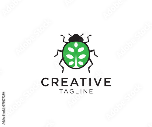 Creative combinations of ladybug and tree logo. ladybug logo design