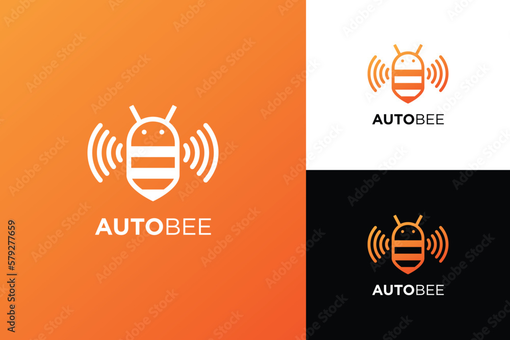 Modern and simple bee robot logo for digital technology company Modern and simple bee robot logo for digital technology company