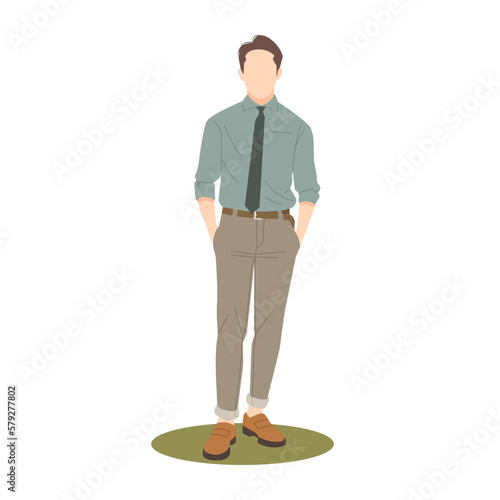 confident young businessman posing with casual outfits illustration