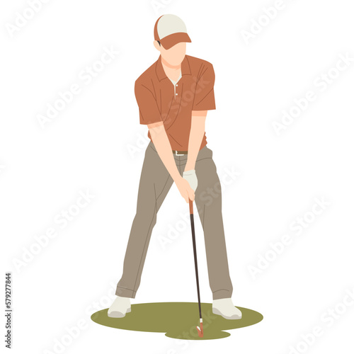 portrait of professional man playing golf isolated illustration