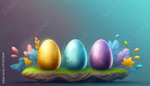 Free photo colorful happy easter eggs for banner or website design. 