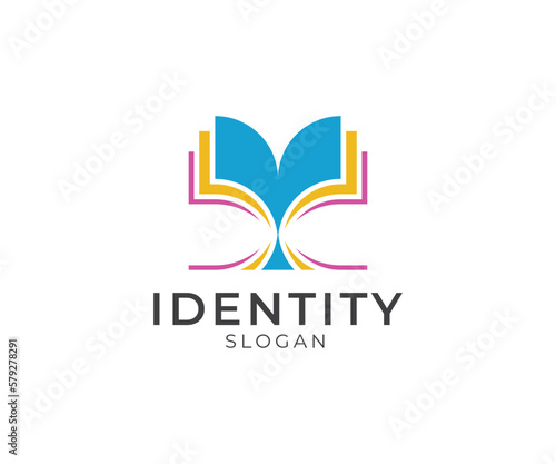 Colorful book tree logo design