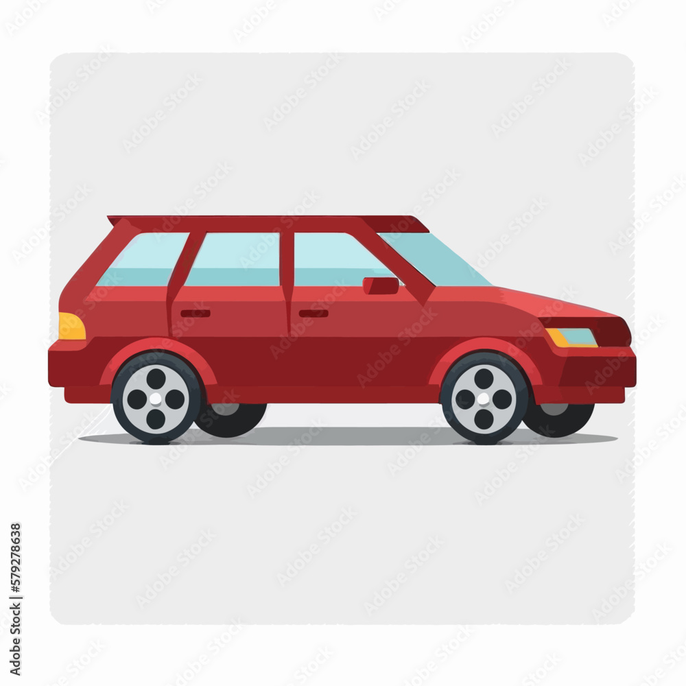 Car vehicle vector illustration. Flat style hand-drawn automobile. 